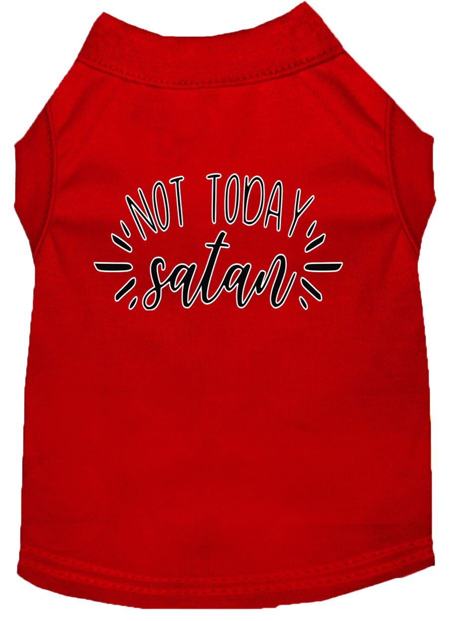 Not Today Satan Screen Print Dog Shirt Red Sm